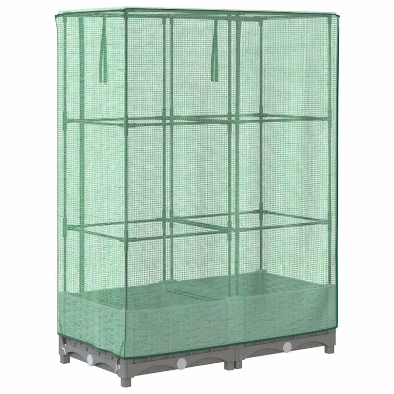 Hochbeet mit Gewächshaus-Aufsatz 80x40x123 cm aus PP & Eisen Rattan-Optik grau Tomatenhaus mit Belüftungs-ReiÃŸverschlüssen platzsparend für Balkon Terrasse und Garten – Bild 6