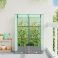 Hochbeet mit Gewächshaus-Aufsatz 80x40x123 cm aus PP & Eisen Rattan-Optik grau Tomatenhaus mit Belüftungs-ReiÃŸverschlüssen platzsparend für Balkon Terrasse und Garten - Thumbnail 3