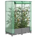 Hochbeet mit Gewächshaus-Aufsatz 80x40x123 cm aus PP & Eisen Rattan-Optik grau Tomatenhaus mit Belüftungs-ReiÃŸverschlüssen platzsparend für Balkon Terrasse und Garten - Thumbnail 1