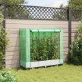 Hochbeet mit Gewächshaus-Aufsatz 120x40x123 cm, Stabiler Eisenrahmen, Rattan-Optik, weiÃŸ, platzsparendes Tomatenhaus, Kräuterbeet für Balkon, Terrasse und Garten - Thumbnail 3
