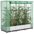 Hochbeet mit Gewächshaus-Aufsatz 120x40x123 cm, Stabiler Eisenrahmen, Rattan-Optik, weiÃŸ, platzsparendes Tomatenhaus, Kräuterbeet für Balkon, Terrasse und Garten - Thumbnail 1
