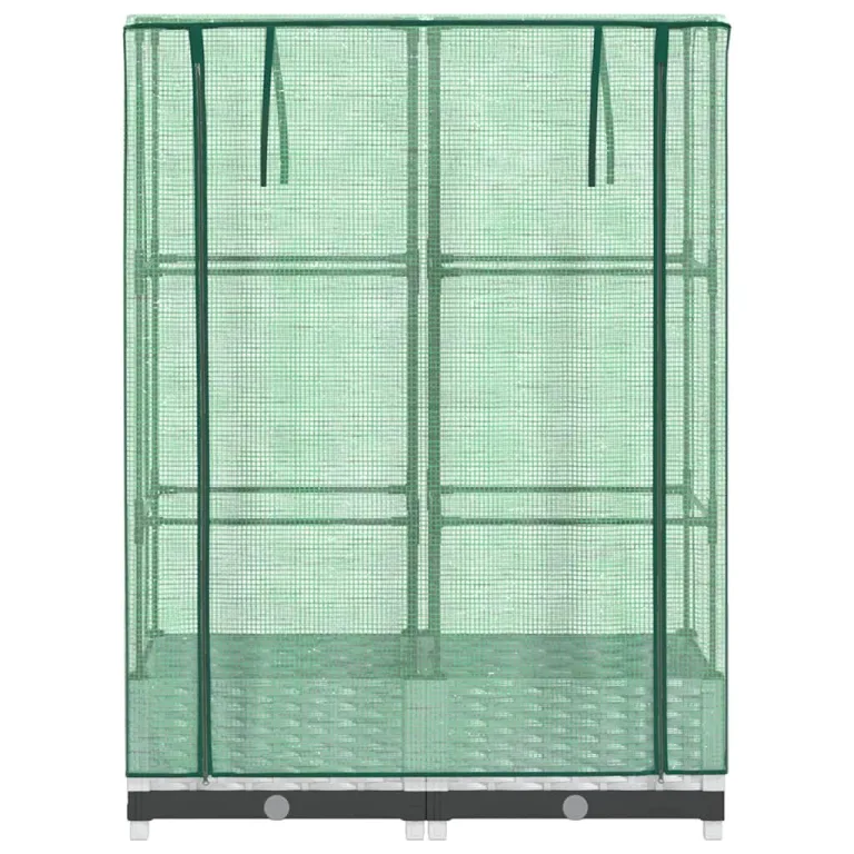 Hochbeet mit Gewächshausaufsatz 80x40x123 cm WeiÃŸ Rattan-Optik, platzsparendes Pflanzbeet aus PP & Eisenrohr für Balkon, Terrasse, Garten, mit LüftungsreiÃŸverschlüssen – Bild 4