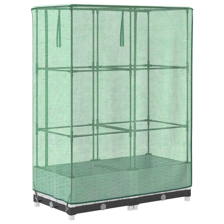 Hochbeet mit Gewächshausaufsatz 80x40x123 cm WeiÃŸ Rattan-Optik, platzsparendes Pflanzbeet aus PP & Eisenrohr für Balkon, Terrasse, Garten, mit LüftungsreiÃŸverschlüssen – Bild 6