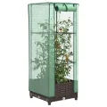 Hochbeet mit Gewächshausaufsatz 80x40x123 cm WeiÃŸ Rattan-Optik, platzsparendes Pflanzbeet aus PP & Eisenrohr für Balkon, Terrasse, Garten, mit LüftungsreiÃŸverschlüssen - Thumbnail 10