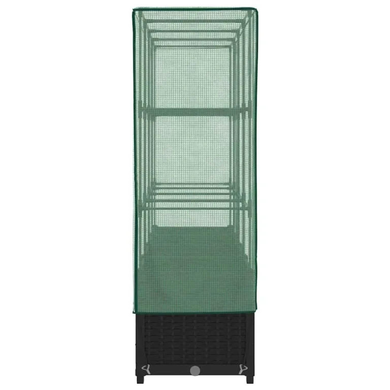 Hochbeet mit Gewächshausabdeckung 160x40x138 cm Schwarz Rattanoptik, Stabiler Eisenrahmen, wasserabweisendes PE Dach, ReiÃŸverschlusslüftung, platzsparend für Balkon Terrasse Garten – Bild 5
