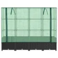 Hochbeet mit Gewächshausabdeckung 160x40x138 cm Schwarz Rattanoptik, Stabiler Eisenrahmen, wasserabweisendes PE Dach, ReiÃŸverschlusslüftung, platzsparend für Balkon Terrasse Garten - Thumbnail 4