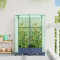 Hochbeet mit Gewächshausaufsatz 80x40x123 cm, Rattan-Optik, Eisenrahmen, PE-Aufsatz, Balkon Garten Terrasse - Thumbnail 3