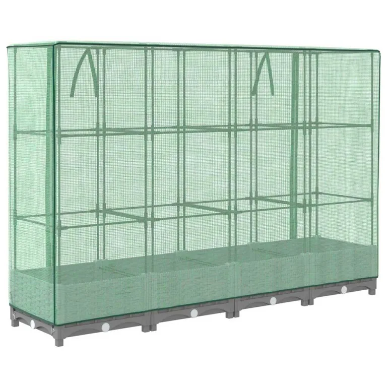 Hochbeet mit Gewächshausaufsatz 160x40x123 cm Rattan-Optik aus PP und robustem Eisenrohr platzsparendes Hochbeet für Garten Terrasse und Balkon Modernes Design – Bild 6
