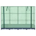 Hochbeet mit Gewächshausabdeckung 160x40x123 cm Rattanoptik Blaugrau Eisenrohr Stabiler Blumenkübel für Balkon Garten Terrasse Modernes Design und Langlebigkeit - Thumbnail 4