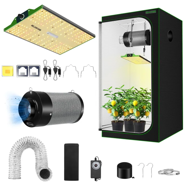 Grow Tent Complete Setup, 100W Full Spectrum LED Grow Light & 34"x34"x72"Grow Tent Bundle, 10.2 cm Efficient Airflow Ventilation System with Soundproof Duct Connector – Bild 1