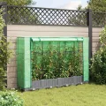 Balkon Hochbeet, Pflanzkübel, Stabil Hochbeete, Pflanzbeet, Hochbeet mit Gewächshaus Aufsatz Rattan Optik 160x40x123 cm Für Terrasse, Gartencenter, Dachgarten, Einfache Montage - Thumbnail 4