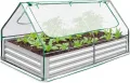 Hochbeet mit Gewächshaus, Pflanzkasten Winterfest mit Foliengewächshaus, Hochbeet aus Verzinktem für Garten mit Abdeckung und Sichtfenster, Treibhaus für Kräuter Blumen, 180x90x90cm - Thumbnail 1