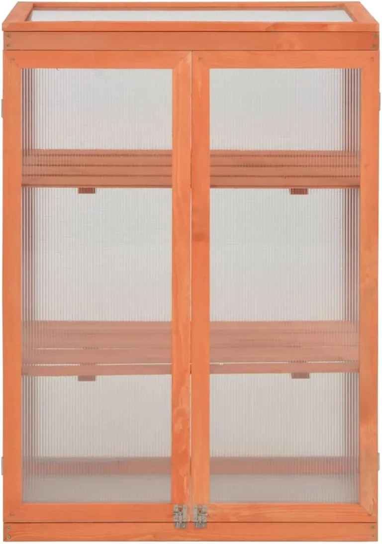 Holz Gewächshaus mit 2 Regalböden & PC-Platte - Schutz für Pflanzen & Kräuter - 75x47x109 cm Pflanzhaus Model170646 – Bild 2