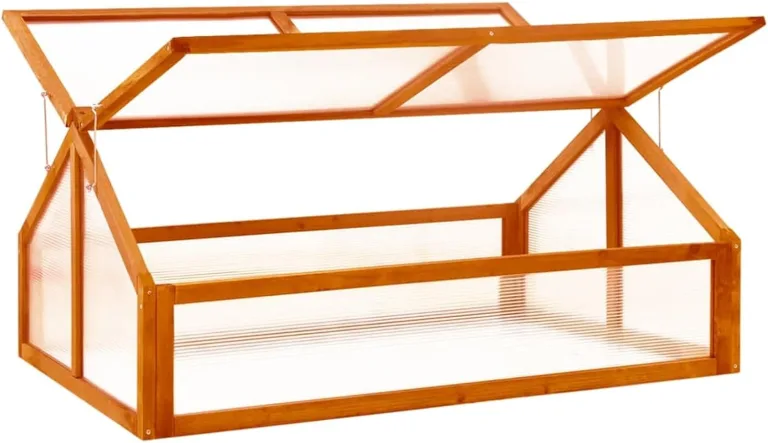 Holz-Gewächshaus mit Klappdeckel, braun, 114x80x50 cm, ideal für Pflanzenschutz und Frühbeet Pflanzhaus Model316415 – Bild 2