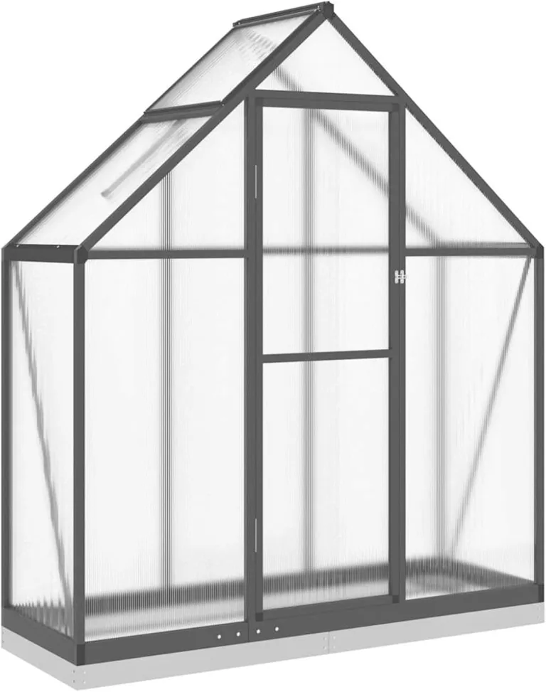 Aluminium-Gewächshaus mit Polycarbonatplatten, anthrazit/transparent, 169x58x202 cm, für Hobby-Gartenbau Pflanzhaus 4005821 – Bild 3