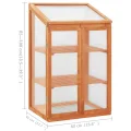 Homgoday Holz-Gewächshaus 60x45x85/100 cm, stabil für Kräuter und Blumen, Schutz vor Kälte, mit Regalen, orange lackiert Pflanzhaus Model314848 - Thumbnail 7