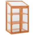 Homgoday Holz-Gewächshaus 60x45x85/100 cm, stabil für Kräuter und Blumen, Schutz vor Kälte, mit Regalen, orange lackiert Pflanzhaus Model314848 - Thumbnail 8