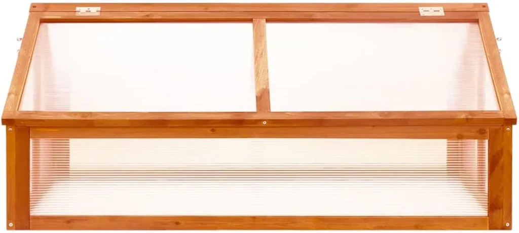 Holz-Gewächshaus mit Klappdeckel, braun, 114 x 80 x 50 cm, ideal für Pflanzenschutz und Frühbeet Pflanzhaus 316415