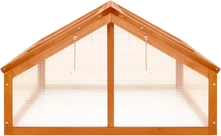 Holz-Gewächshaus mit Klappdeckel, braun, 114 x 80 x 50 cm, ideal für Pflanzenschutz und Frühbeet Pflanzhaus 316415 – Bild 4