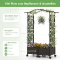 COSTWAY Blumenkasten mit Rankgitter & hängendem Dach, 2 in 1 Rosenbogen mit 2 Pflanzkästen, Gartenbogen auf Rollen, Metall und PP, Rankkasten mit Spalier für Kletterpflanzen, Gartenspalier (Braun) - Thumbnail 5