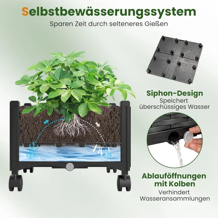 COSTWAY Blumenkasten mit Rankgitter & hängendem Dach, 2 in 1 Rosenbogen mit 2 Pflanzkästen, Gartenbogen auf Rollen, Metall und PP, Rankkasten mit Spalier für Kletterpflanzen, Gartenspalier (Grau) – Bild 9