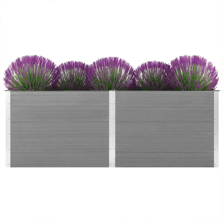 Garten Hochbeet 250 x 100 x 91 cm WPC Grau – Bild 3