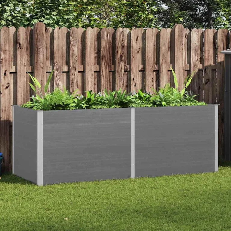 Garten Hochbeet 250 x 100 x 91 cm WPC Grau – Bild 1