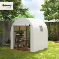 Outsunny Tunnel-Gewächshaus für den Garten, 1,8 x 1,8 x 2 m, mit 2 Türen und aufrollbaren Fenstern, Gewächshaus für Gemüsegarten mit Stahlrahmen und PE-Abdeckung, für Gemüse, Blumen, Obst, UV-Schutz - Thumbnail 2