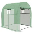 Outsunny Tunnel-Gewächshaus für den Garten, 1,8 x 1,8 x 2 m, mit 2 Türen und aufrollbaren Fenstern, Gewächshaus für Gemüsegarten mit Stahlrahmen und PE-Abdeckung, für Gemüse, Blumen, Obst, UV-Schutz - Thumbnail 10