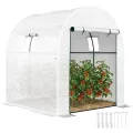 Outsunny Tunnel-Gewächshaus für den Garten, 1,8 x 1,8 x 2 m, mit 2 Türen und aufrollbaren Fenstern, Gewächshaus für Gemüsegarten mit Stahlrahmen und PE-Abdeckung, für Gemüse, Blumen, Obst, UV-Schutz - Thumbnail 1