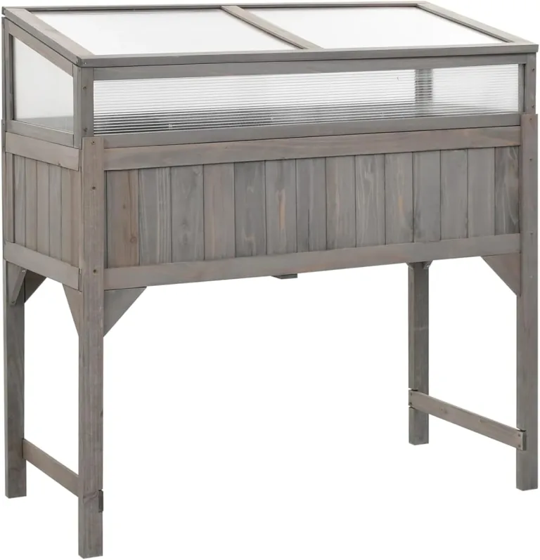 Hochbeet mit Gewächshaus | Holz | Grau | 110x54x120 cm | Garten- und Terrassenverzierung Blumenbeete, Blumenkästen Model316472 – Bild 1