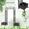 COSTWAY Blumenkasten mit Rankgitter & hängendem Dach, 163 cm, 2 in 1 Rosenbogen mit 2 Pflanzkästen, Gartenbogen auf Rollen, Metall & PP-Rattan, Rankkasten mit Spalier, für Kletterpflanzen (Braun) - Thumbnail 3