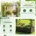 COSTWAY Blumenkasten mit Rankgitter & hängendem Dach, 163 cm, 2 in 1 Rosenbogen mit 2 Pflanzkästen, Gartenbogen auf Rollen, Metall & PP-Rattan, Rankkasten mit Spalier, für Kletterpflanzen (Braun) - Thumbnail 4