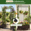 COSTWAY Blumenkasten mit Rankgitter & hängendem Dach, 163 cm, 2 in 1 Rosenbogen mit 2 Pflanzkästen, Gartenbogen auf Rollen, Metall & PP-Rattan, Rankkasten mit Spalier, für Kletterpflanzen (Braun) - Thumbnail 5