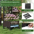 COSTWAY Blumenkasten mit Rankgitter & hängendem Dach, 163 cm, 2 in 1 Rosenbogen mit 2 Pflanzkästen, Gartenbogen auf Rollen, Metall & PP-Rattan, Rankkasten mit Spalier, für Kletterpflanzen (Braun) - Thumbnail 7