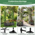 COSTWAY Blumenkasten mit Rankgitter & hängendem Dach, 163 cm, 2 in 1 Rosenbogen mit 2 Pflanzkästen, Gartenbogen auf Rollen, Metall & PP-Rattan, Rankkasten mit Spalier, für Kletterpflanzen (Grau) - Thumbnail 3