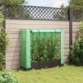 Hochbeet m. Gewächshausaufsatz 120x40x123 cm, Rattan-Optik Braun, Eisenrahmen, wetterfestes PP-Beet & PE-Haube, Belüftung, Balkon Terrasse - Thumbnail 3