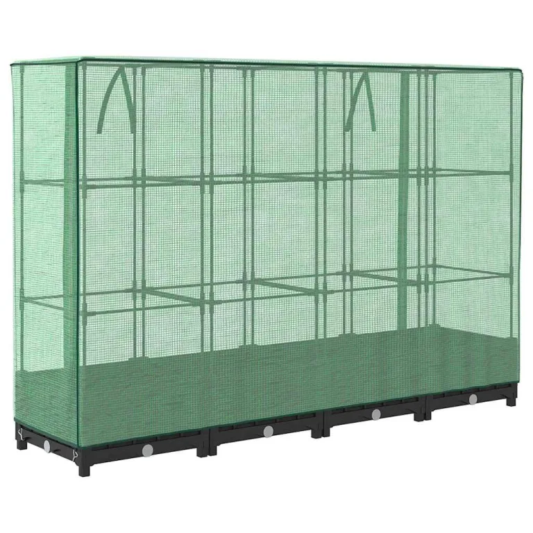 Hochbeet 160x40x123 cm Schwarz mit Gewächshausabdeckung Rattanoptik, Eisenrohrrahmen & Reißverschlussbelüftung, pflanzenfreundliches Raised Garden Bed für Garten, Terrasse und Balkon – Bild 6