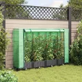 Hochbeet 160x40x123 cm Schwarz mit Gewächshausabdeckung Rattanoptik, Eisenrohrrahmen & ReiÃŸverschlussbelüftung, pflanzenfreundliches Raised Garden Bed für Garten, Terrasse und Balkon - Thumbnail 3