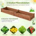 COSTWAY Hochbeet Gartenbeet Holz, 240 x 60 x 25 cm, Pflanzkasten für Gemüse, Blumen, Kräuter, Früchte, Blumenkasten Blumenbeet Kräuterbeet Pflanzbeet, für Hinterhof, Garten, Rasen (Braun) - Thumbnail 6