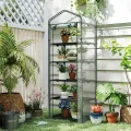 COSTWAY Gewächshaus klein, Mini Tomatengewächshaus mit 5 Regalböden aus Metall, Foliengewächshaus Winterfest für Terrasse, Balkon & Garten, 69 x 48 x 190 cm (Grün) - Thumbnail 2
