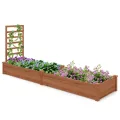 COSTWAY Hochbeet mit Rankgitter, Blumenkasten mit Spalier, Pflanzkasten Tannenholz, Gartenspalier mit Rankkasten, Blumenkübel für Kletterpflanze Balkon Garten Terrasse, 235x63x102 cm (Braun) - Thumbnail 1