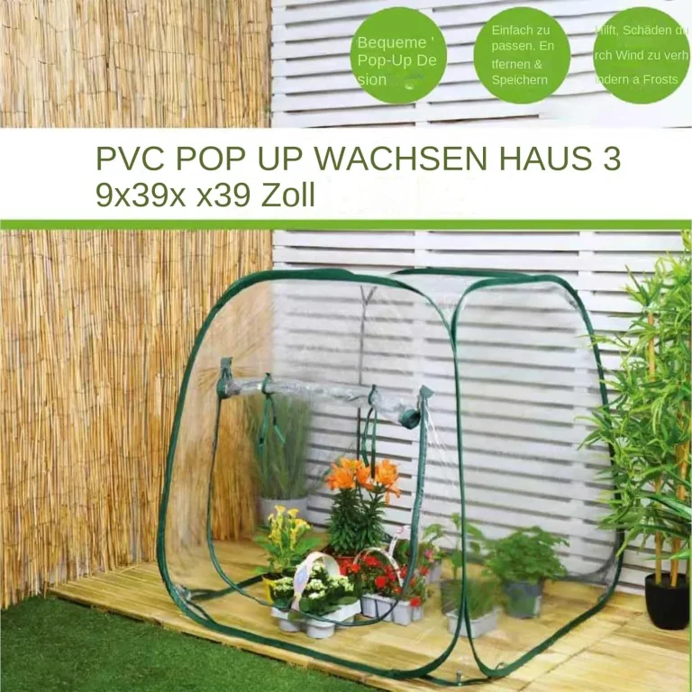 Kleines Gewächshaus - Pflanzen Winterschutz Zubehör | Kleines Terrassen Gewächshaus - Für Gärtner Züchter Anfänger Mit Garten Terrasse Balkon Garten Baumschule Deck – Bild 6