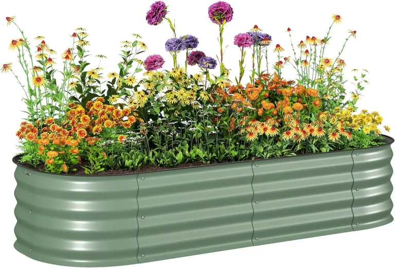 Outsunny Hochbeet Metall, Pflanzkasten, Gemüsebeet, DIY Blumenkasten mit offenem Boden, Kräuterbeet für Garten, Balkon, Grün 150 x 62 x 30 cm – Bild 1