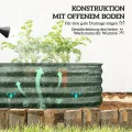Outsunny Hochbeet Metall, Pflanzkasten, Gemüsebeet, DIY Blumenkasten mit offenem Boden, Kräuterbeet für Garten, Balkon, Grün 150 x 62 x 30 cm - Thumbnail 4