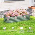 Outsunny Hochbeet Metall, Pflanzkasten, Gemüsebeet, DIY Blumenkasten mit offenem Boden, Kräuterbeet für Garten, Balkon, Grün 150 x 62 x 30 cm - Thumbnail 6