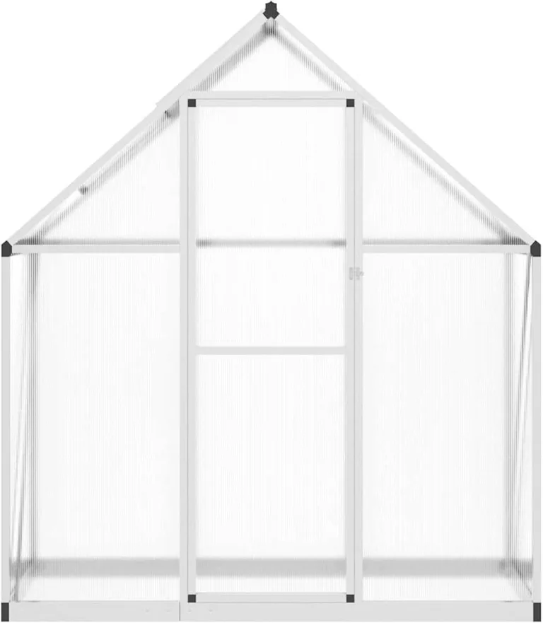Gecheer Gewächshaus Aluminium Silbern 169x58x195cm UV-beständige Polycarbonatplatten Lüftungsfenster Flügeltür Fundamentrahmen für Hobby-Gartenbau – Bild 3