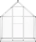 Gecheer Gewächshaus Aluminium Silbern 169x58x195cm UV-beständige Polycarbonatplatten Lüftungsfenster Flügeltür Fundamentrahmen für Hobby-Gartenbau - Thumbnail 3