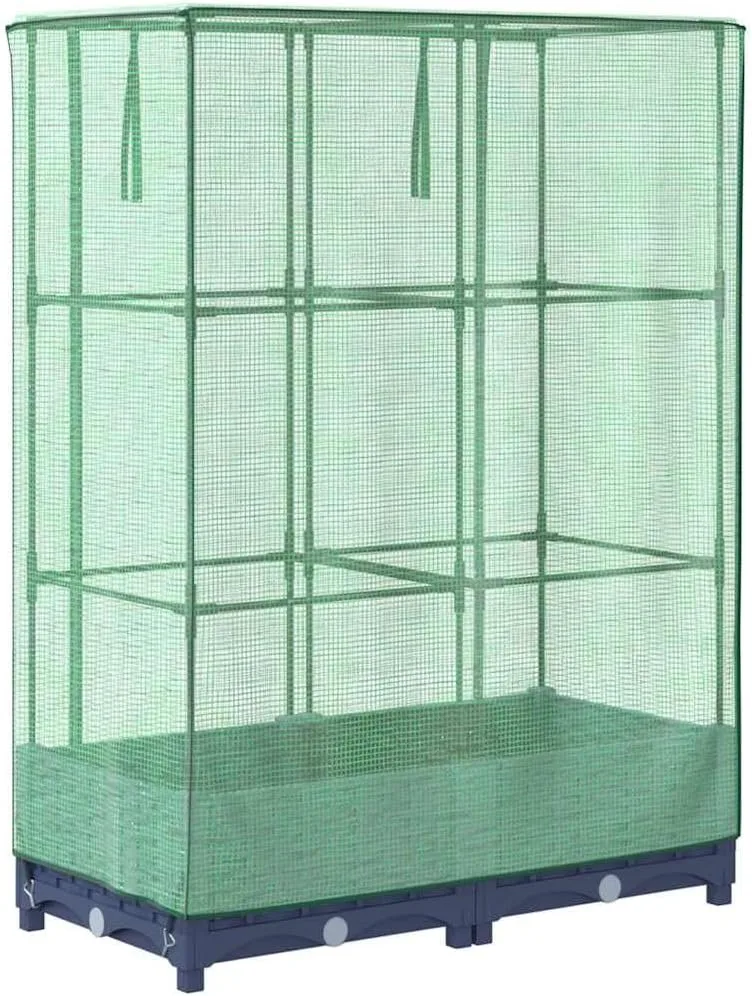 Hochbeet mit Gewächshaus-Aufsatz Rattan-Optik, 80x40x123 cm, Stabiler Pflanzkasten aus PP für Gartenbeet Outdoor, schützt Pflanzen Gemüse Kräuter Blumen ideal als Frühbeet Tomatenhaus – Bild 7