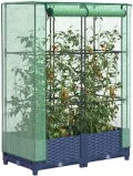 Hochbeet mit Gewächshaus-Aufsatz Rattan-Optik, 80x40x123 cm, Stabiler Pflanzkasten aus PP für Gartenbeet Outdoor, schützt Pflanzen Gemüse Kräuter Blumen ideal als Frühbeet Tomatenhaus - Thumbnail 2